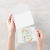 **結婚式招待状緑 オールインワン招待状 (貼ってはがせる)