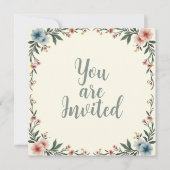 結婚式招待状縁どの花付き 招待状 (正面)