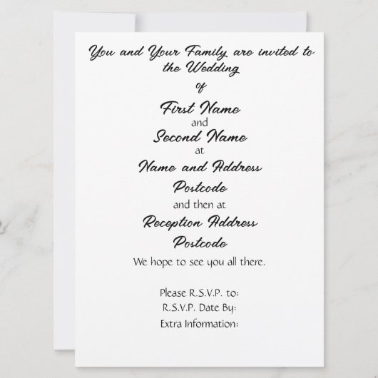 結婚式招待状花束 招待状 (裏面)