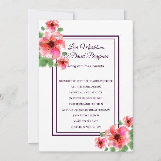 結婚式招待状花 招待状 (正面)