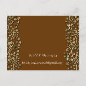 結婚式招待状茶色の渦巻きと花 インビテーションポストカード (裏面)