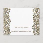 結婚式招待状茶色の渦巻きと花 インビテーションポストカード (裏面)