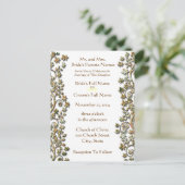 結婚式招待状茶色の渦巻きと花 インビテーションポストカード (スタンド正面)