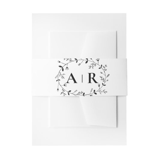 結婚式招待状蛇行つる植物スクロール 招待状ベリーバンド (正面例)