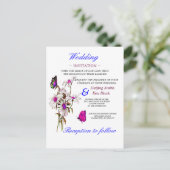 結婚式招待状蝶とピンクのデイジー インビテーションポストカード (スタンド正面)