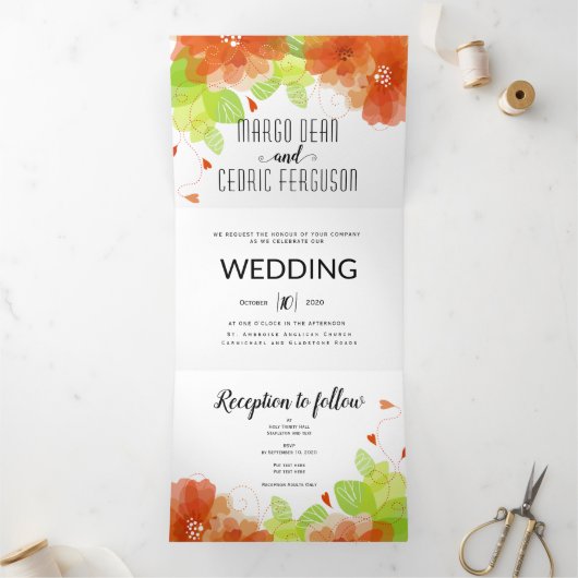 結婚式招待状要求の白黒2 三つ折り招待状 (内部)