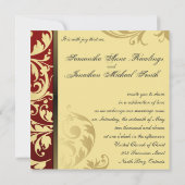 結婚式招待状赤金ゴールドきらめくフローラ渦巻き 招待状 (裏面)