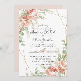 結婚式招待状赤面バラ 招待状