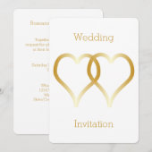 結婚式招待状金ゴールドハート 招待状 (正面/裏面)
