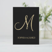 結婚式招待状金ゴールドブラックカスタマイズモノグラム 招待状 (スタンド正面)