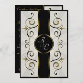 結婚式招待状金ゴールドブラッククリームスパエレガントイラル 招待状 (正面/裏面)