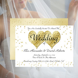 結婚式招待状金ゴールド紙吹雪金ゴールドハート 招待状