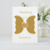 結婚式招待状金ゴールド蝶ハート 招待状 (スタンド正面)