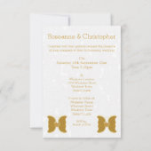 結婚式招待状金ゴールド蝶ハート 招待状 (裏面)