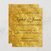 結婚式招待状金ゴールド黒カスタマイズ 招待状 (正面/裏面)