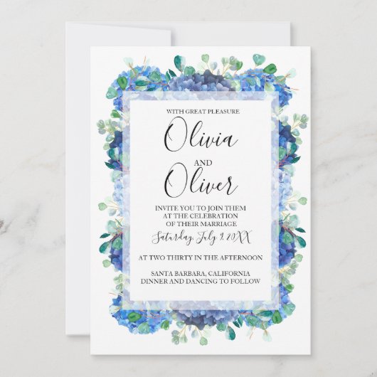 結婚式招待状青紫陽花 招待状 (正面)