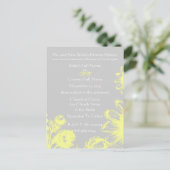 結婚式招待状黄色ヴィンテージ花 インビテーションポストカード (スタンド正面)