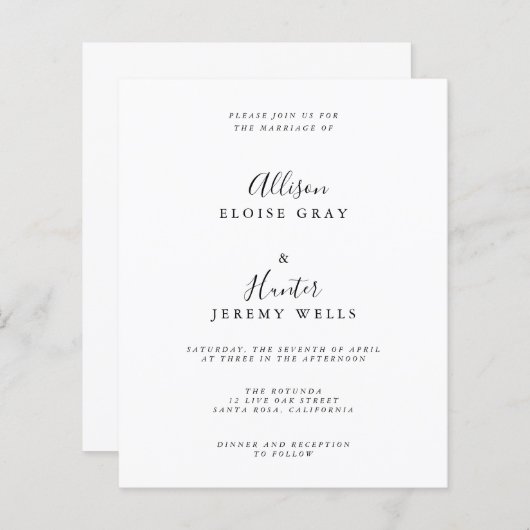 結婚式招待状 (正面/裏面)