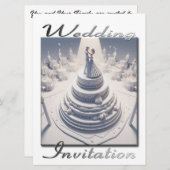 結婚式招待状3Dカップル踊りのケーキ 招待状 (正面/裏面)