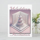 結婚式招待状3Dカップル踊りのケーキ 招待状 (スタンド正面)