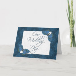 結婚式招待状5X7バタフライBrocadeティール(緑がかった色) 招待状