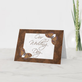 結婚式招待状5X7バタフライBrocadeブラウン 招待状