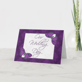 結婚式招待状5X7バタフライBrocade紫 招待状