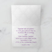 結婚式招待状5X7バタフライBrocade紫 招待状 (内部)