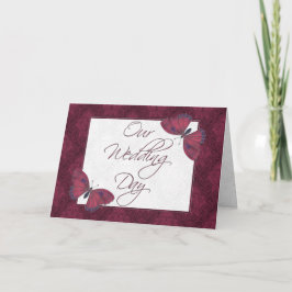 結婚式招待状5X7バタフライBrocade赤色 招待状