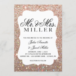 結婚式招待状 – あなたの日のバラ金ゴールドグリッター 招待状