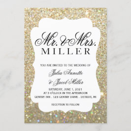結婚式招待状-あなたの日の金ゴールドのグリッター 招待状