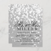 結婚式招待状-きらめくなカップルの灰色の銀 招待状 (正面/裏面)