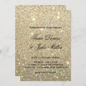結婚式招待状-すてきな金ゴールドGlit及び2 招待状 (正面/裏面)