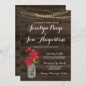 結婚式招待状|の素朴なクリスマスのポインセチア 招待状 (正面/裏面)