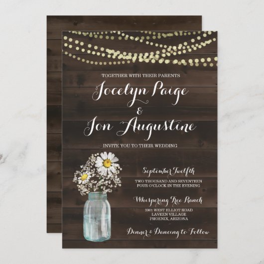 結婚式招待状|の素朴なChamomile/デイジー 招待状 (正面/裏面)