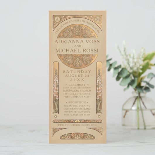 結婚式招待状|の金ゴールドの新しいDeco 招待状 (スタンド正面)