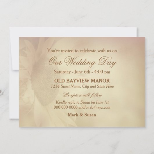 結婚式招待状 – ひまわり – ソフトエフェクト 招待状 (裏面)