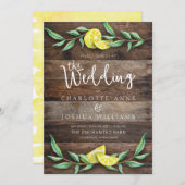 結婚式招待状 | ウッド素朴レモンの水彩 招待状 (正面/裏面)