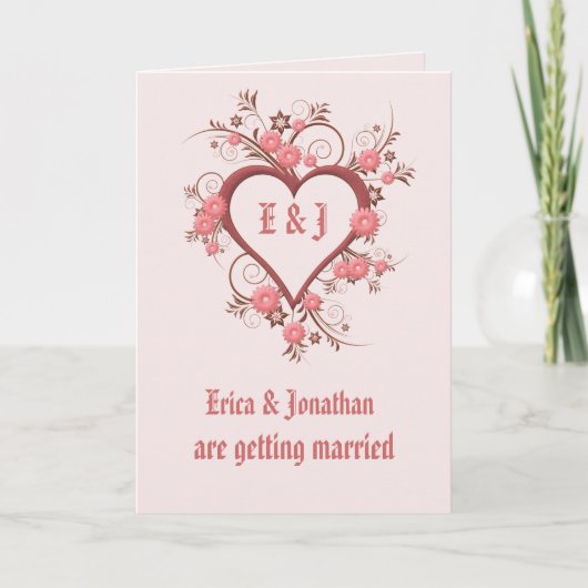 結婚式招待状、エレガントハートフレーム 招待状 (正面)