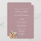 結婚式招待状-エレガントフローラ赤面ピンク 招待状 (正面/裏面)