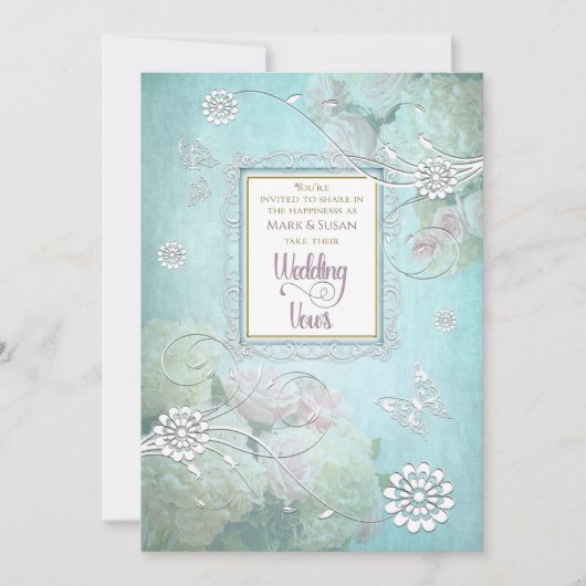 結婚式招待状、エレガントフローラ、蝶 招待状 (正面)