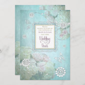 結婚式招待状、エレガントフローラ、蝶 招待状 (正面/裏面)