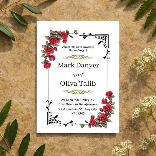 結婚式招待状 | エレガント&カスタマイズ可能なデザイン 招待状