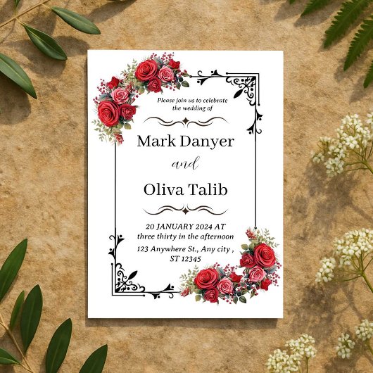 結婚式招待状 | エレガント&カスタマイズ可能なデザイン 招待状