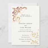 結婚式招待状 エレガント ゴールド スワール カラー オプション 招待状 (正面)