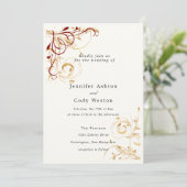 結婚式招待状 エレガント ゴールド スワール カラー オプション 招待状 (スタンド正面)