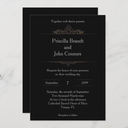 結婚式招待状, クラシカル様式化,モノグラム 招待状 (正面/裏面)