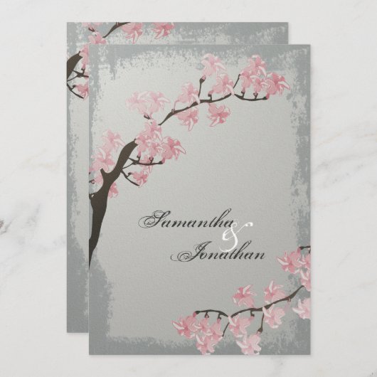 結婚式招待状 – グエレガントレイさくらんぼブロッサム 招待状 (正面/裏面)