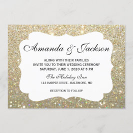 結婚式招待状 - グリット ファブ ツー - ゴールド 招待状