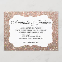結婚式招待状 - グリット ファブ ツー - ローズゴールド 招待状